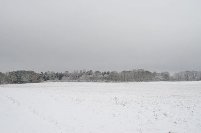 Scenic view of snow field against clear sky