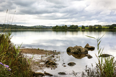 Scenic view of lake against sky