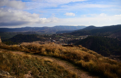 Scenic view of mountains against sky
