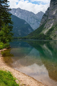 Scenic view of lake and mountains