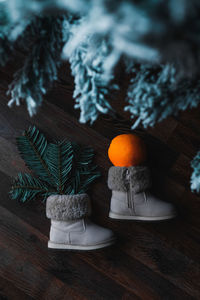 Christmas decorations on table