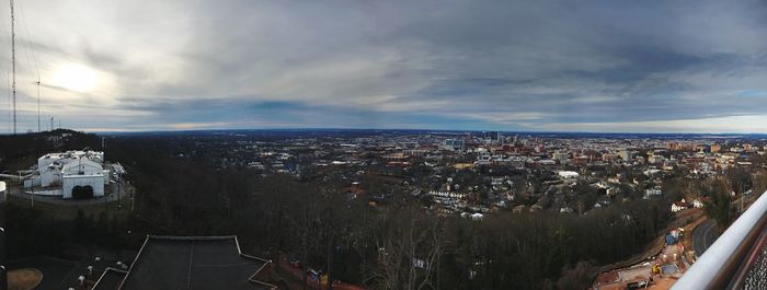 High angle view of cityscape against sky