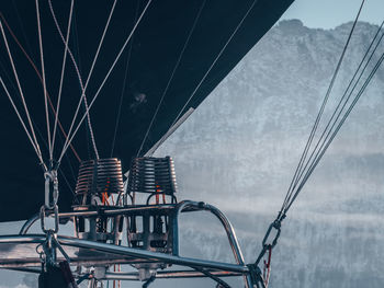 Burner from a hot air balloon in a winter landscape