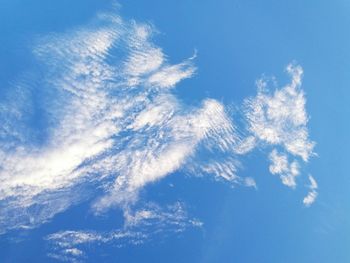 Low angle view of clouds in blue sky