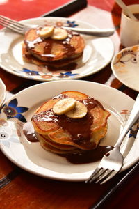 Close-up of dessert in plate on table
