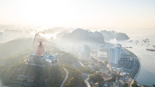 High angle view of buildings in city