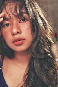 Close-up portrait of a beautiful young woman