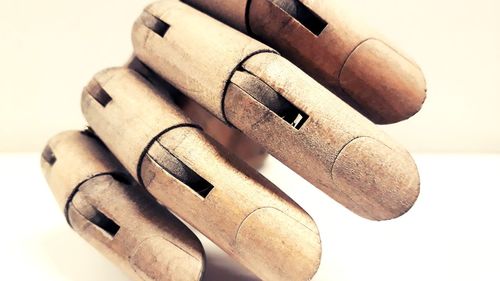 Close-up of pen over white background