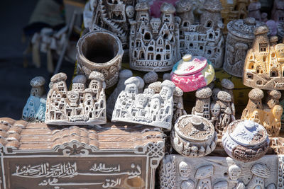 High angle view of objects for sale at market