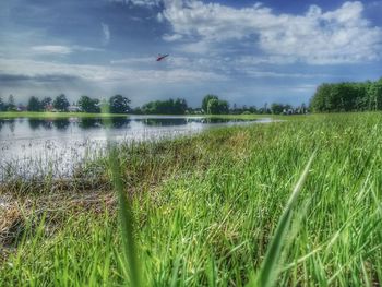 Scenic view of lake against sky