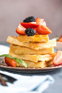 Close-up of dessert in plate on table