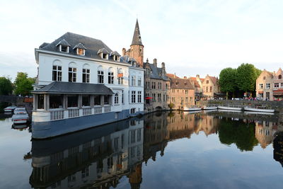 Reflection of buildings in lake