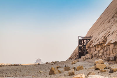 View of old ruin building against clear sky