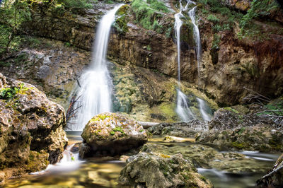 Scenic view of waterfall in forest