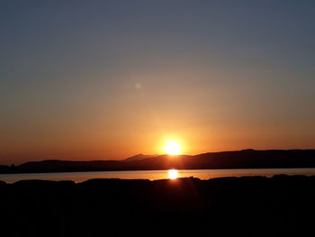 Scenic view of silhouette mountains against sky during sunset