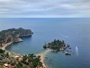 High angle view of sea against sky