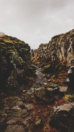 Scenic view of rock formations against sky