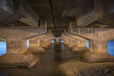 Interior of illuminated bridge