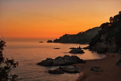 Scenic view of sea against sky at sunset