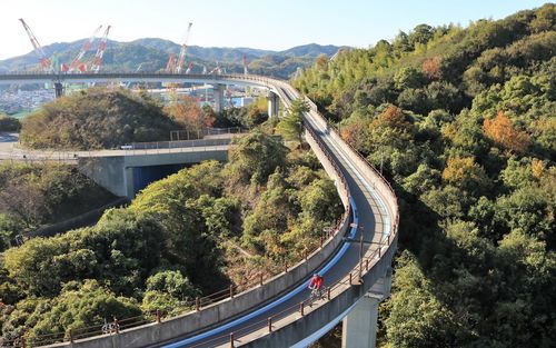 High angle view of bridge against sky