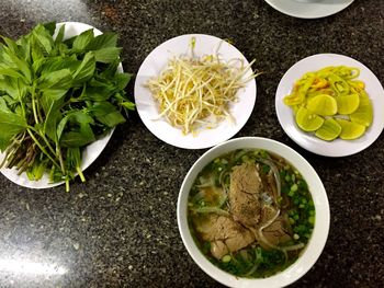 High angle view of salad in bowl