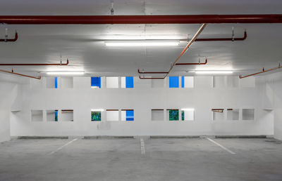 Interior of empty parking lot