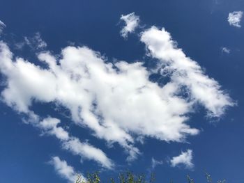 Low angle view of clouds in blue sky