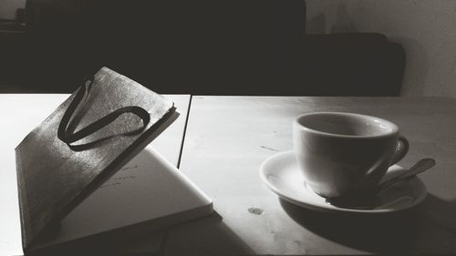 Coffee cup on table