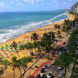 High angle view of beach against sky