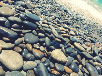 Close-up of pebbles at beach