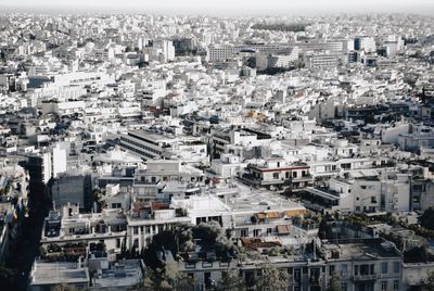 High angle view of buildings in city