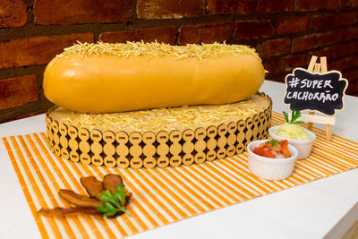 Close-up of cake on table