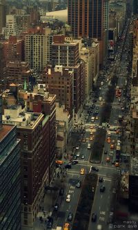 City skyline at dusk