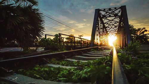 Railroad track at sunset