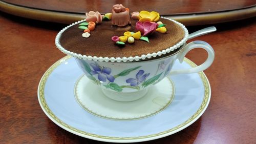 Close-up of dessert on table