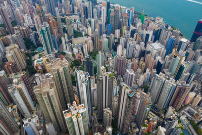 Aerial view of modern buildings in city