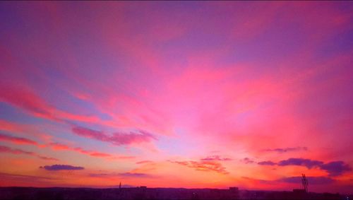 Low angle view of dramatic sky during sunset