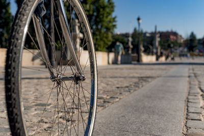 Bicycle in the city. close up