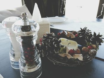 Close-up of ice cream in plate on table