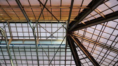 Low angle view of skylight in building