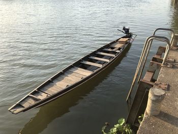 Longtail boat mooring at harbor