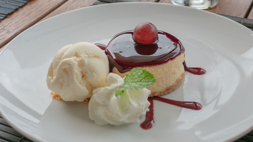 Close-up of ice cream in plate