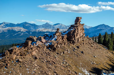 Shrine mountains on shrine pass trail in winter in vail, colorado, usa.