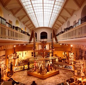 Interior of illuminated museum