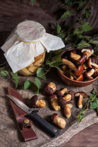 Close-up of food on table