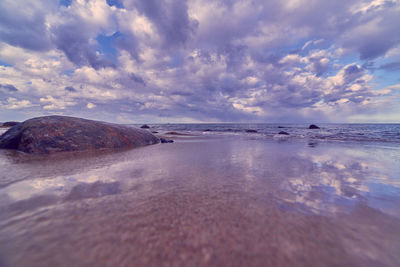 Scenic view of sea against sky during sunset