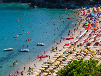 High angle view of people on beach