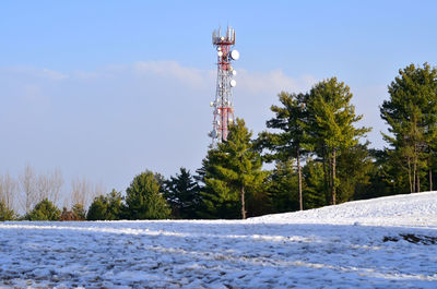 Scenic view of trees against sky during winter