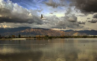 Scenic view of lake against sky