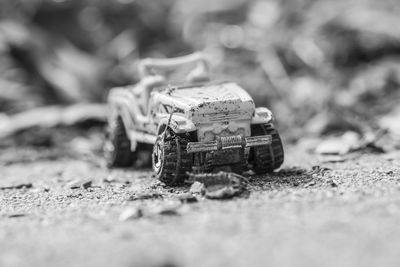 Toy car on field